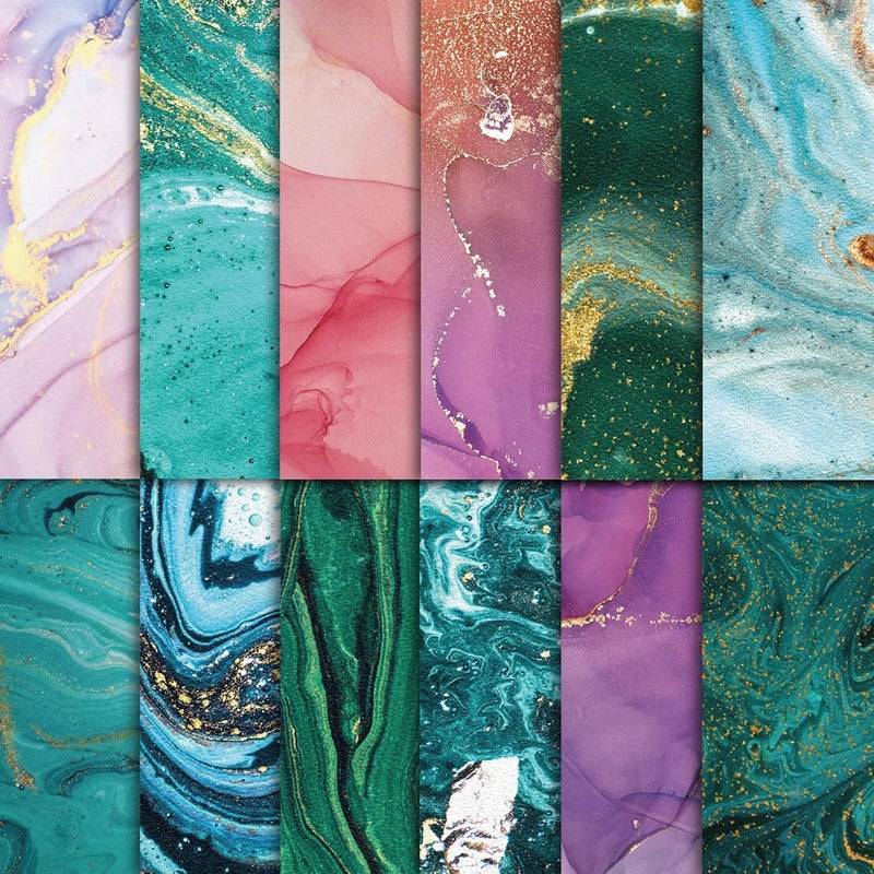 EggSun 48 Sheets Scrapbook Paper 11x11, Marbling Pattern Decorative Scrapbook Paper for Journals DIY Cards and Photo Albums, Aesthetic Craft Supplies for Kids and Adults - Image 1